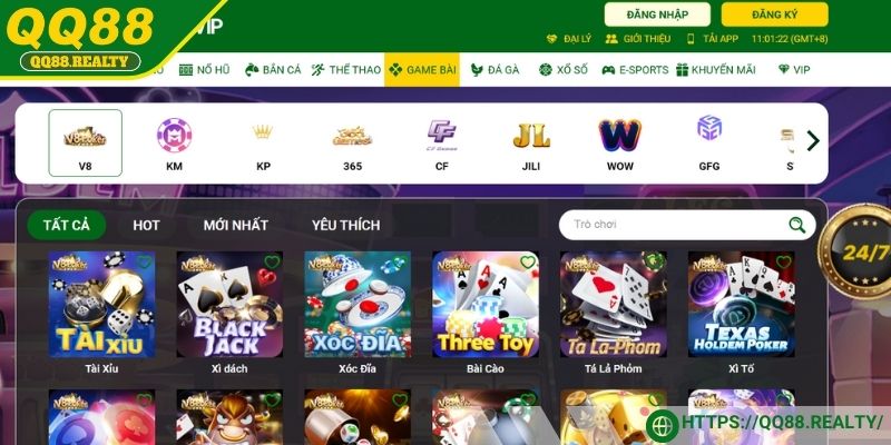 Sảnh Game bài QQ88 là điểm hẹn lý tưởng cho bạn so tài