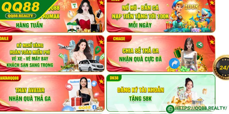 Kho khuyến mãi QQ88 đỉnh cao hốt quà mỏi tay